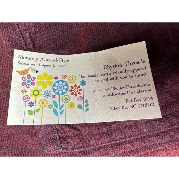 Handmade Hemp Organic Cotton Dress Knee LengthEmbroidered Boho Lagenlook Woodsy - Picture 5 of 16